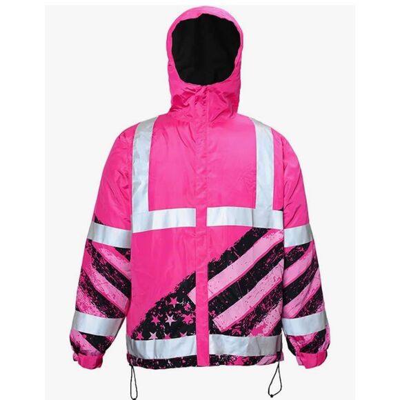 HiVis Custom Color US Flag High Visibility Hoodie for Men Women Reflective - Picture 1 of 8
